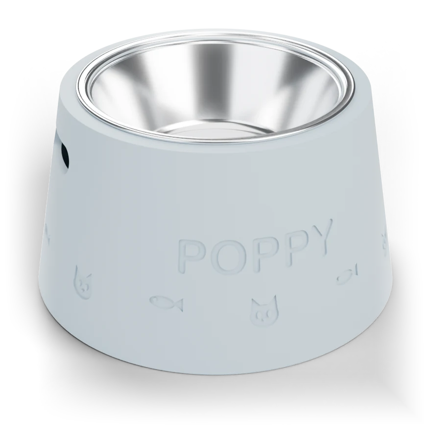 Whiskers & Fish feeder in mist blue